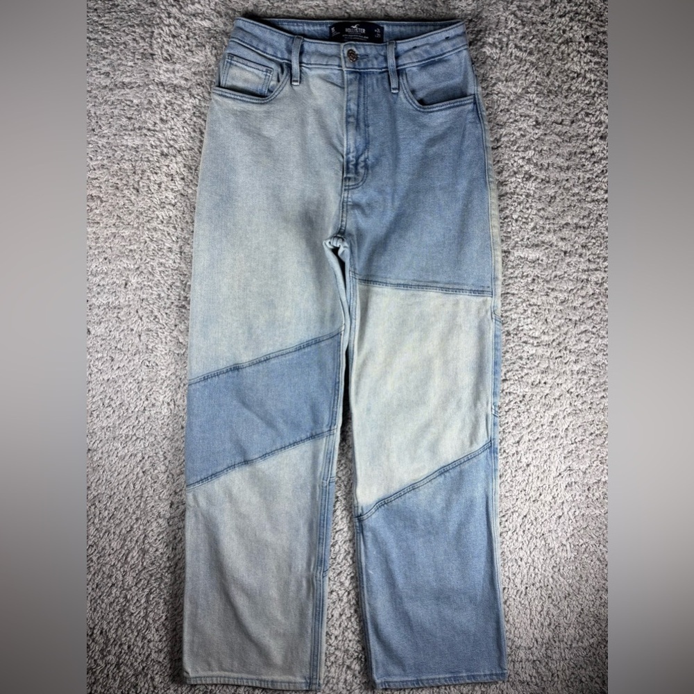 Hollister Jeans Womens 3 Short Ultra High Rise Dad Jean Patchwork Denim BOHO